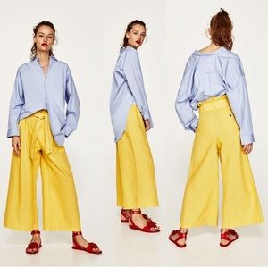 Zara yellow linen trousers
